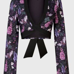 Killstar Bella's Betrayal Crop Top Black & Purple Floral Bats - Women's US 3XL